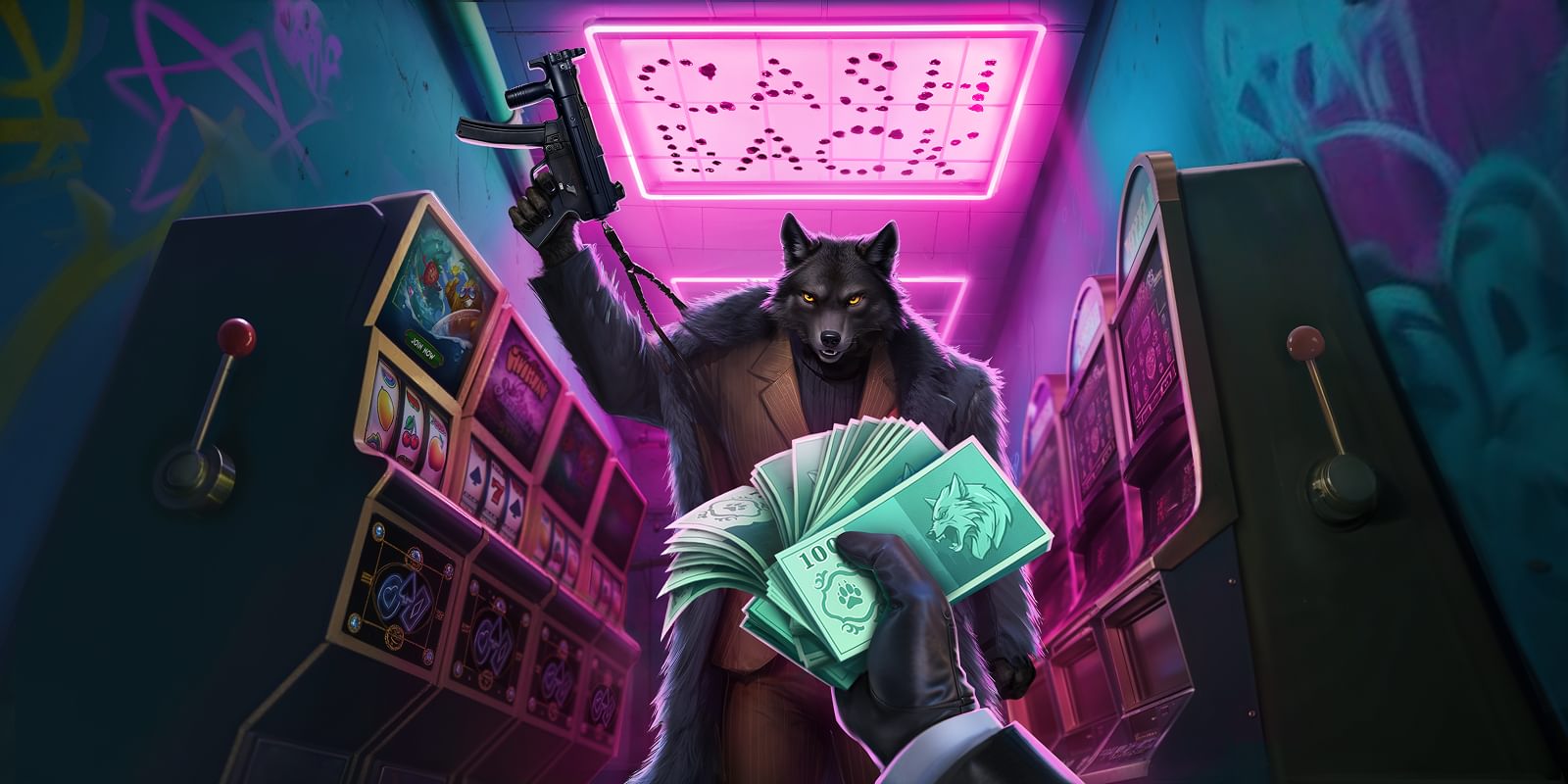 Casino Bonus, Cashback, Free Spins Symbolisches Banner